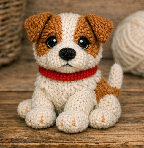 Jack russell puppy knitting - russell,