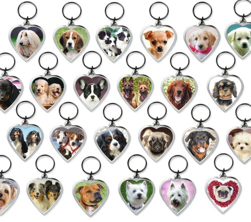 Dog keyrings heart shape pug - -,
