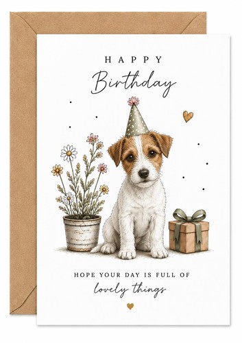 Jack russell birthday card - russell,